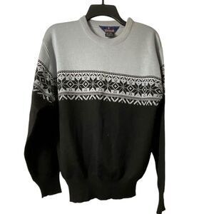 Vintage Herman's Sweater Mens Large Wool Fair‎ Isle Fisherman Chunky Knit Warm